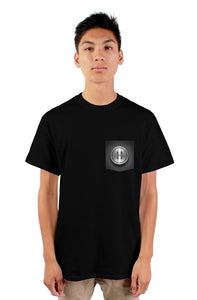 Button graphic pocket gildan mens tshirt