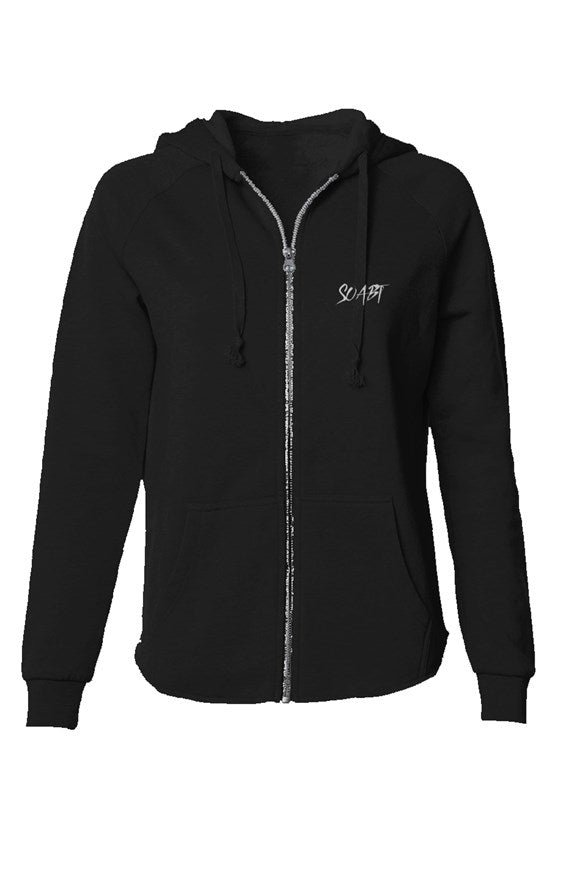 SOABT(Sayit On A Black Tee)Womens Lightweight Wash Zip Hoodie