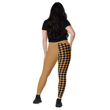 Load image into Gallery viewer, Gold Checkered Crossover pocketed leggings
