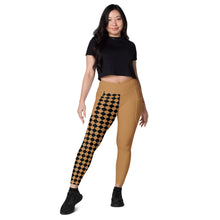 Load image into Gallery viewer, Gold Checkered Crossover pocketed leggings
