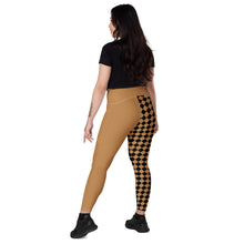 Load image into Gallery viewer, Gold Checkered Crossover pocketed leggings
