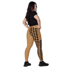 Load image into Gallery viewer, Gold Checkered Crossover pocketed leggings
