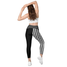 Load image into Gallery viewer, Black and White Checkered pocketed leggings
