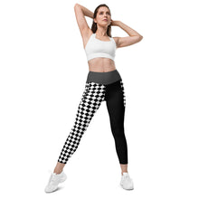 Load image into Gallery viewer, Black and White Checkered pocketed leggings
