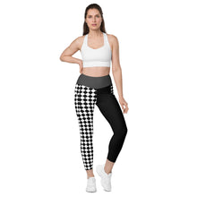 Load image into Gallery viewer, Black and White Checkered pocketed leggings
