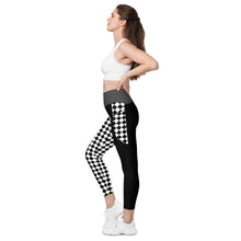 Load image into Gallery viewer, Black and White Checkered pocketed leggings
