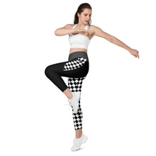 Load image into Gallery viewer, Black and White Checkered pocketed leggings
