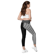 Load image into Gallery viewer, Black and White Checkered pocketed leggings
