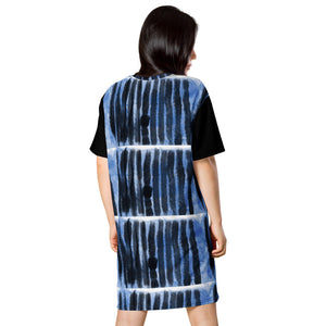 Blue/Black Striped T-shirt dress