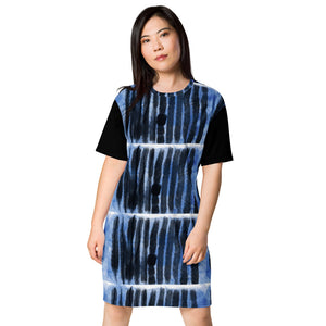 Blue/Black Striped T-shirt dress