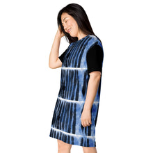 Load image into Gallery viewer, Blue/Black Striped T-shirt dress
