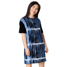 Load image into Gallery viewer, Blue/Black Striped T-shirt dress
