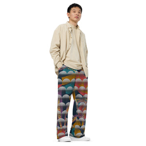 Colored All-over print unisex wide-leg pants