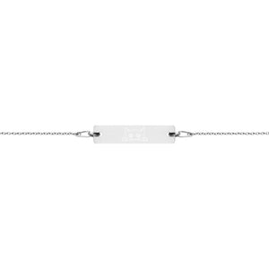 Kitty Engraved Silver Bar Chain Bracelet