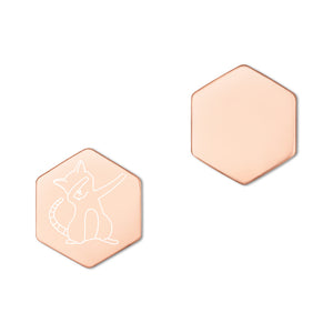 "Kitty Dap" Sterling Silver Hexagon Stud Earrings