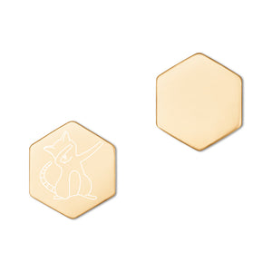 "Kitty Dap" Sterling Silver Hexagon Stud Earrings