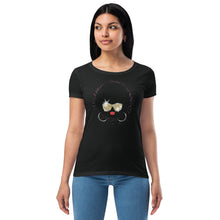 Load image into Gallery viewer, Afro Lady with Gold Shades Women’s fitted t-shirt
